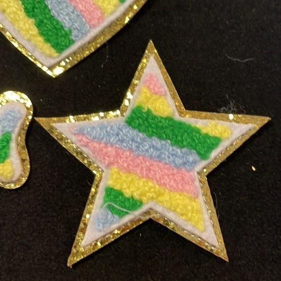 Y2K pink gold glitter 3x Iron on Patches - Picture 3 of 4